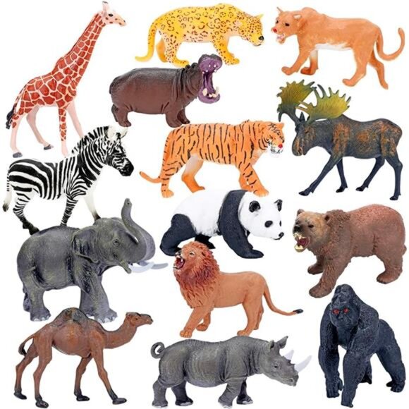 Jumbo Safari Animal Figures Set, 12 Realistic Jungle Zoo Toys, Elephant - Picture 1 of 8